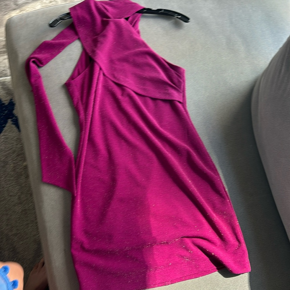 Slightly sparkly magenta pink mini dress.